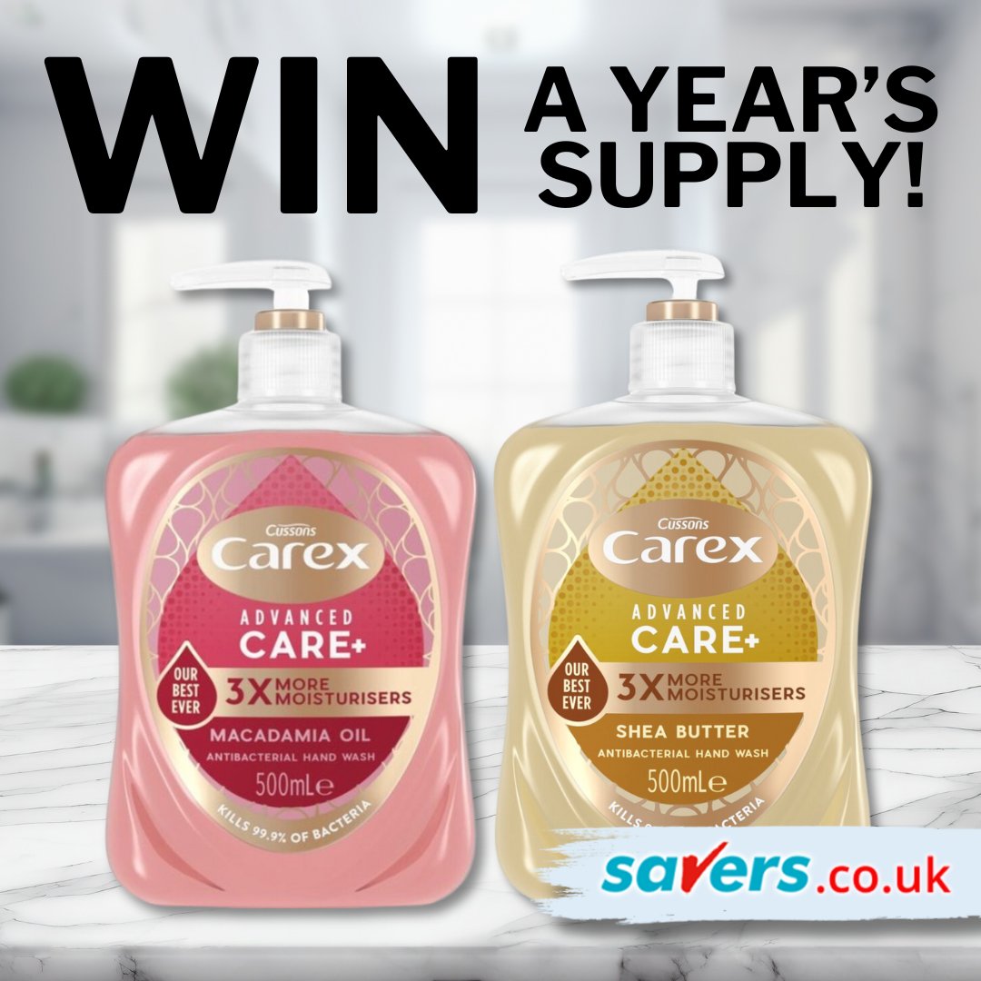 SaversHB's tweet image. We’re giving you the chance to #WIN a year&apos;s supply of Carex Advanced Care hand wash!😍 

To enter simply RT &amp;amp; FOLLOW @SaversHB

UK only. Ends 01/04/2025. T&amp;amp;C’s apply - buff.ly/3uQIQxv 

#giveaway #competition