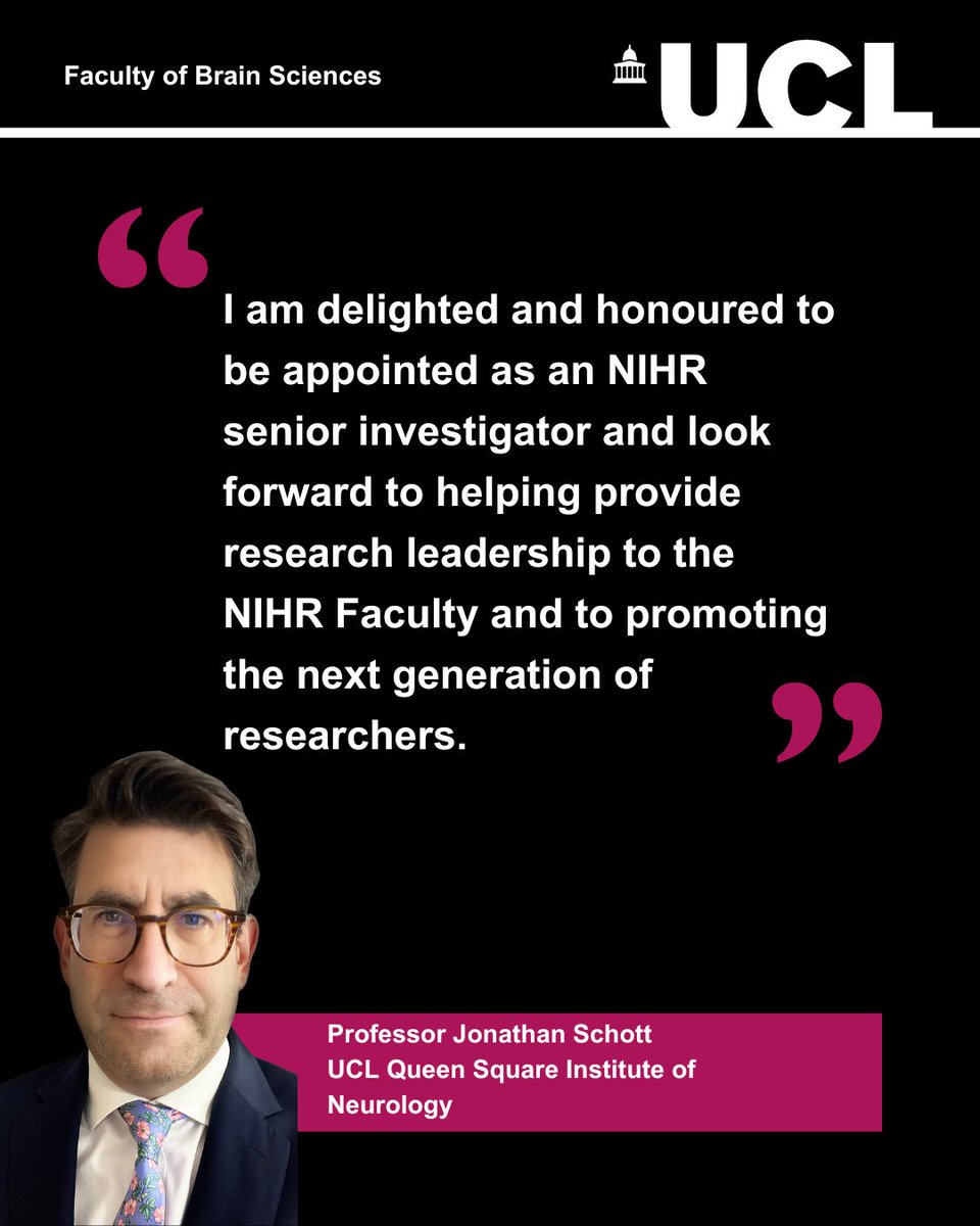 UCL Queen Square Institute of Neurology (@uclion) on Twitter photo Professor Jonathan Schott (<a href="/UCLIoN/">UCL Queen Square Institute of Neurology</a>) has been appointed as a Senior Investigator by <a href="/NIHRresearch/">National Institute for Health and Care Research</a>, joining a distinguished group of research leaders committed to advancing health and care. Congratulations, Professor <a href="/jmschott/">Jonathan Schott</a>! buff.ly/n3r5SVc Professor Jonathan Schott (<a href="/UCLIoN/">UCL Queen Square Institute of Neurology</a>) has been appointed as a Senior Investigator by <a href="/NIHRresearch/">National Institute for Health and Care Research</a>, joining a distinguished group of research leaders committed to advancing health and care. Congratulations, Professor <a href="/jmschott/">Jonathan Schott</a>! buff.ly/n3r5SVc