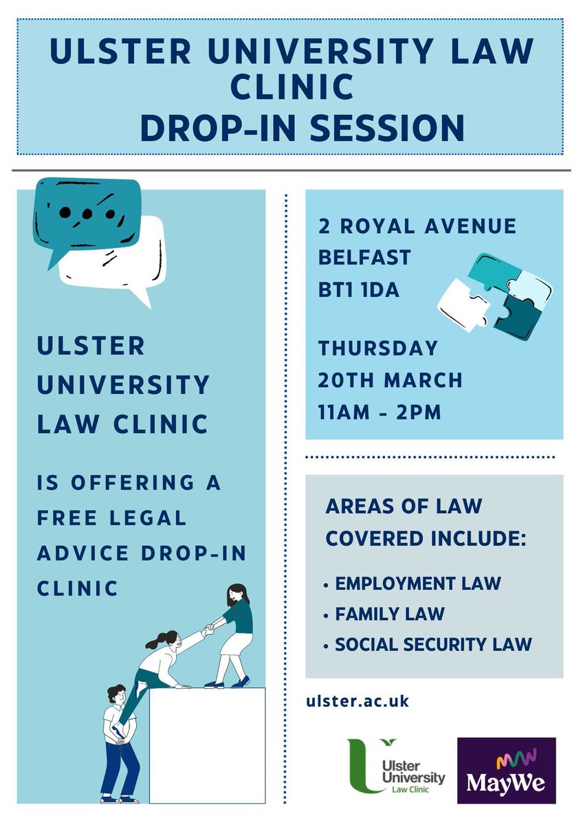 UlsterUni LawClinic (@ulsterlawclinic) on Twitter photo Join us today <a href="/2RoyalAvenue/">2 Royal Avenue</a> where our student clinicians and supervisors will be on hand to assist with your legal queries #wedoprobono Join us today <a href="/2RoyalAvenue/">2 Royal Avenue</a> where our student clinicians and supervisors will be on hand to assist with your legal queries #wedoprobono