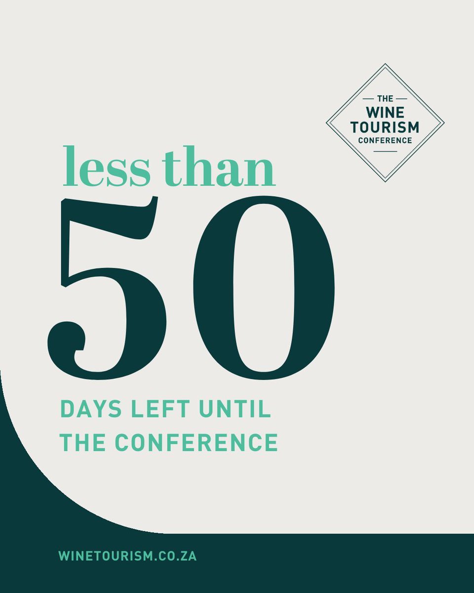 ⏳ Less than 50 days to go! 🍇

The Wine Tourism Conference is on 8 May 2025 at Lanzerac Wine Estate! Early bird tickets are selling fast — secure your spot now!

👉 Book here: quicket.co.za/events/297137-… 

#WineTourism #WineIndustry #WineBusiness #Sustainability