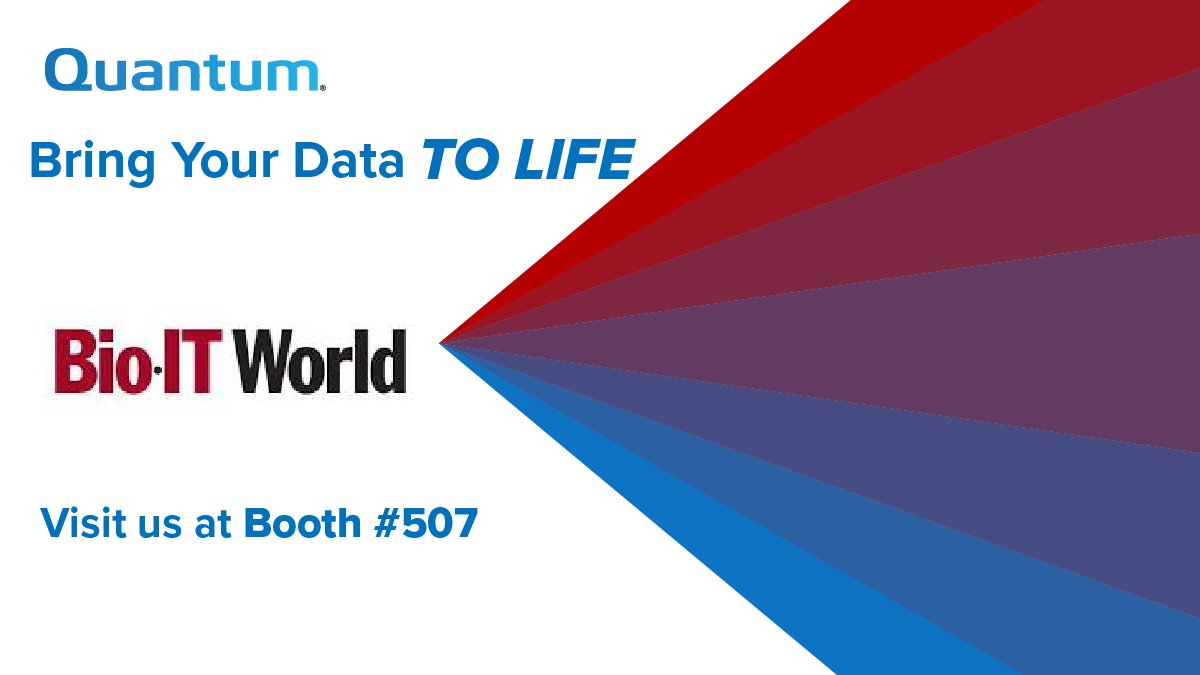 QuantumCorp's tweet photo. Come join us at #BioITWorld and learn how we help provide data lifecycle management solutions to extract the most value from your data. Visit us at Booth #507! https://t.co/XEucyFPNCb
