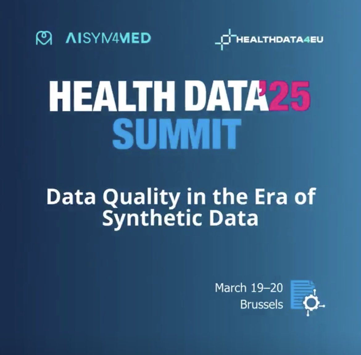 Our session on “Data Quality in the Era of Synthetic Data” has started! 🔥

High-level experts will discuss the main #challenges and #opportunities associated with #syntheticdata! 

👉Discover more about our Cluster: aisym4med.eu/sister-project…

#HEALTHDATA4EUCluster