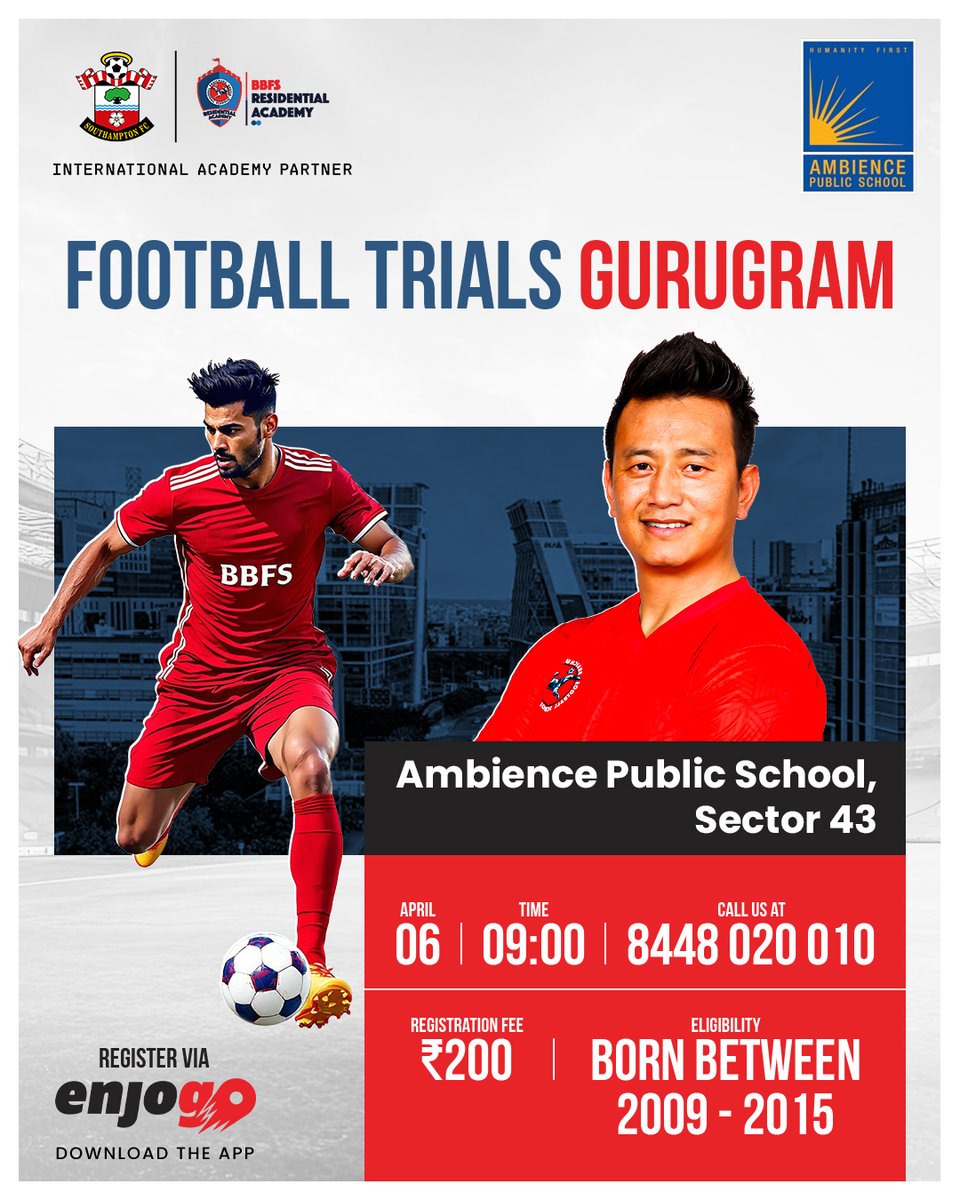 BBFSchools's tweet photo. This is your chance to get scouted by top licensed coaches and take your game to the next level! 📈

📷 𝙑𝙚𝙣𝙪𝙚: Ambience School, Sector 43, Gurugram
📅 𝘿𝙖𝙩𝙚: 6th April 2025 | Sunday
📷 𝙏𝙞𝙢𝙚: 8:00 AM ⏰ https://t.co/xFo6qfXlqu