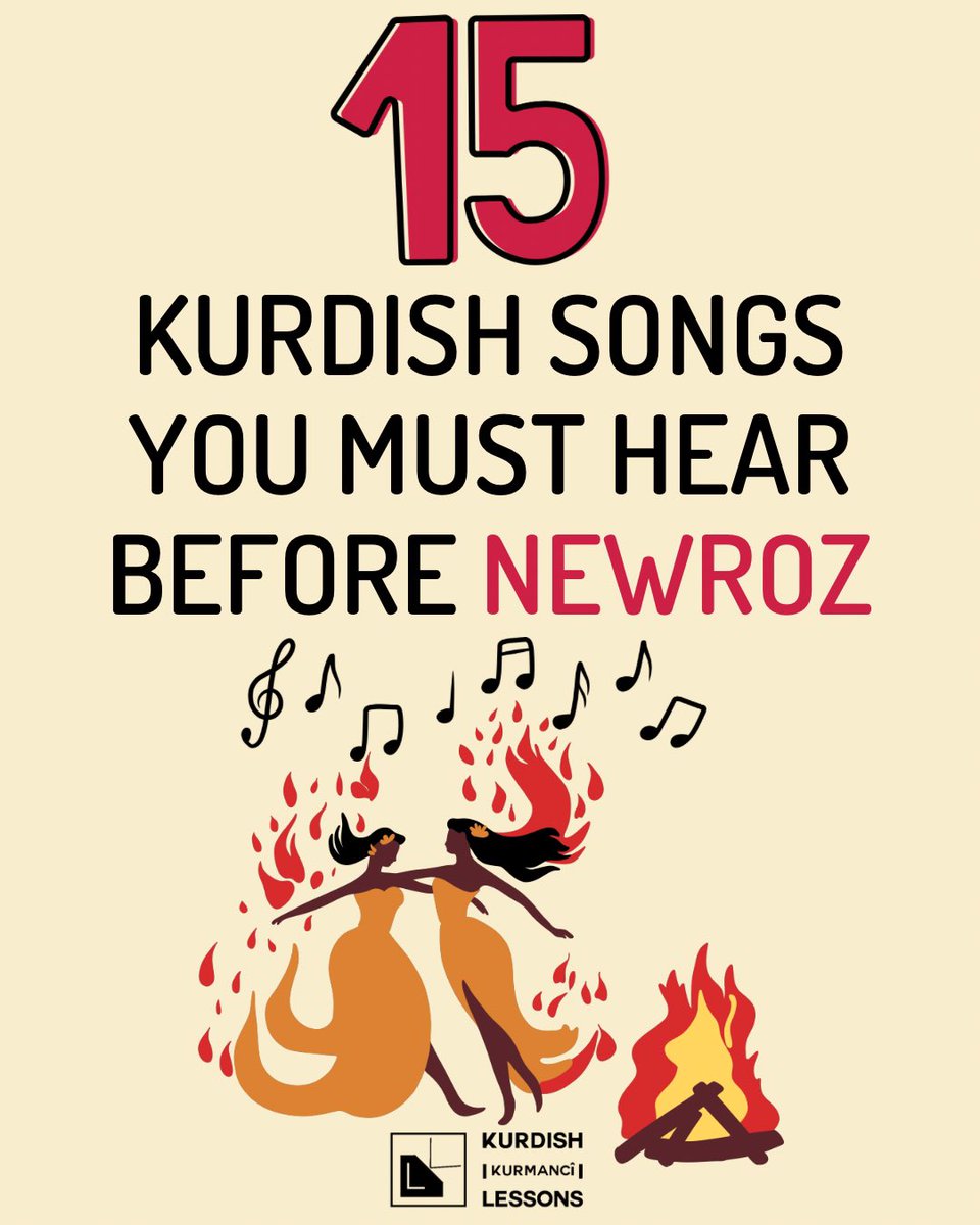 kurdishlessons's tweet photo. # 15 Timeless Kurdish Songs to Celebrate Newroz

Newroz brings renewal and hope, and Kurdish music captures this beautiful spirit perfectly. Here are 15 iconic Kurdish songs that embody the fire, dance, and joy of Newroz celebrations: https://t.co/2qWV8S4yAR