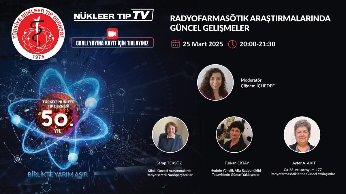 TSNM_Official's tweet photo. “Radyofarmasötik Araştırmalarında Güncel Gelişmeler” başlıklı online toplantıya davetlisiniz.

🗓️ 25.03.2025
🕖 20.00-21.30
👉 https://t.co/SzrMUoxB2j https://t.co/oWOy8HK1a1
