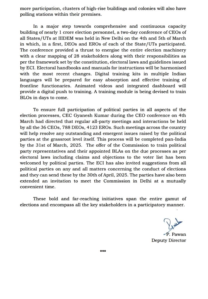 ECI charts out bold steps towards strengthening election processes during past 1 month.

Read in detail : tinyurl.com/mvdpz48p