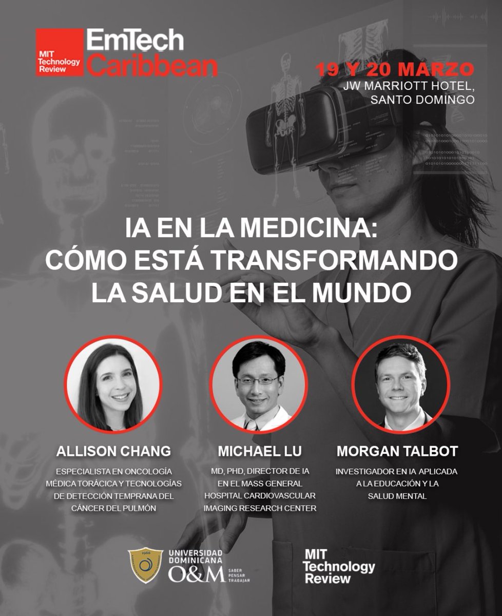 CarmenTAlvarez's tweet photo. Day One of @techreview Caribbean with @UniversidadOyM and delighted to bring my Radiology colleague Michael Lu MD MPH to share his work in AI models on cardiac imaging and Allison Chang MD PhD to present SYBIL predictive model in lung cancer dx.
@MassGenBrigham #Emtech https://t.co/7ekGwo2Uax
