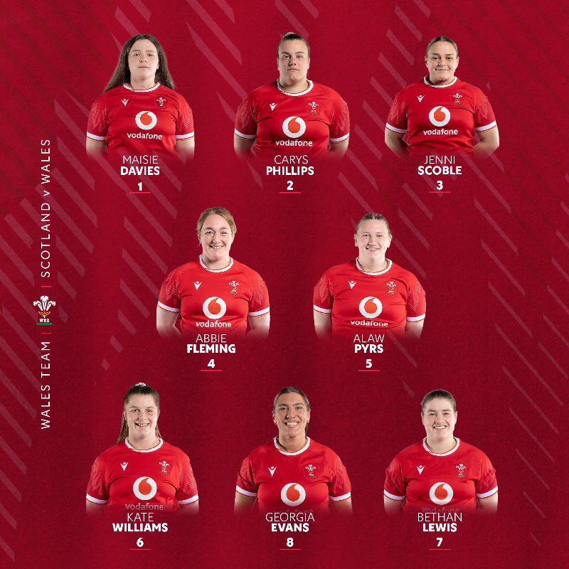 WelshRugbyUnion's tweet photo. 🚨 𝗧î𝗺 𝗖𝘆𝗺𝗿𝘂 🏴󠁧󠁢󠁷󠁬󠁳󠁿

Here is your Wales team for our opening @Womens6Nations clash 🆚 @Scotlandteam on Saturday afternoon in Edinburgh, 16:45 KO! 🔥👇

#GuinnessW6N | #SCOvWAL