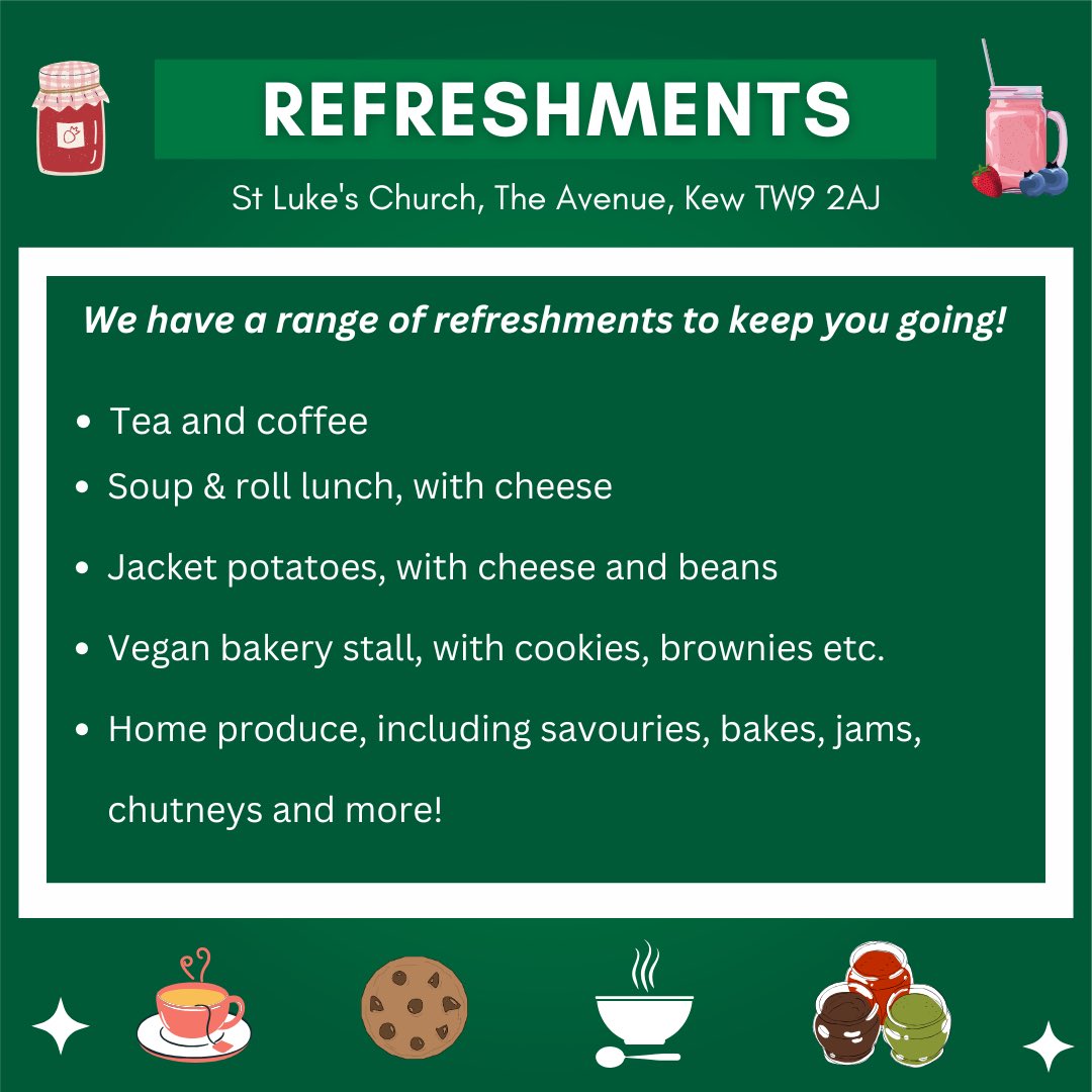 Kew EcoFair (@kewecofair) on Twitter photo 🫖 REFRESHMENTS AT KEW ECOFAIR 🥣
Joining us <a href="/stlukeskew/">stlukeskew</a> this Saturday 22nd March?
We’ve got a host of delicious refreshments, from soup and jacket potatoes, to tea, coffee and cake 🍰
See you there! 👋
kewecofair.my.canva.site 🫖 REFRESHMENTS AT KEW ECOFAIR 🥣
Joining us <a href="/stlukeskew/">stlukeskew</a> this Saturday 22nd March?
We’ve got a host of delicious refreshments, from soup and jacket potatoes, to tea, coffee and cake 🍰
See you there! 👋
kewecofair.my.canva.site