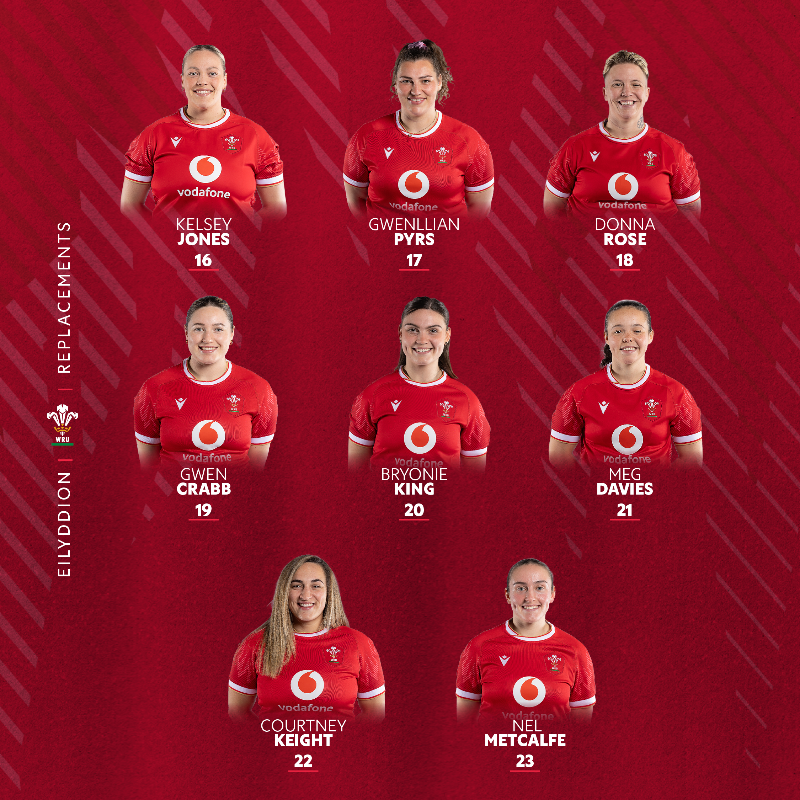 WelshRugbyUnion's tweet photo. 🚨 𝗧î𝗺 𝗖𝘆𝗺𝗿𝘂 🏴󠁧󠁢󠁷󠁬󠁳󠁿

Here is your Wales team for our opening @Womens6Nations clash 🆚 @Scotlandteam on Saturday afternoon in Edinburgh, 16:45 KO! 🔥👇

#GuinnessW6N | #SCOvWAL