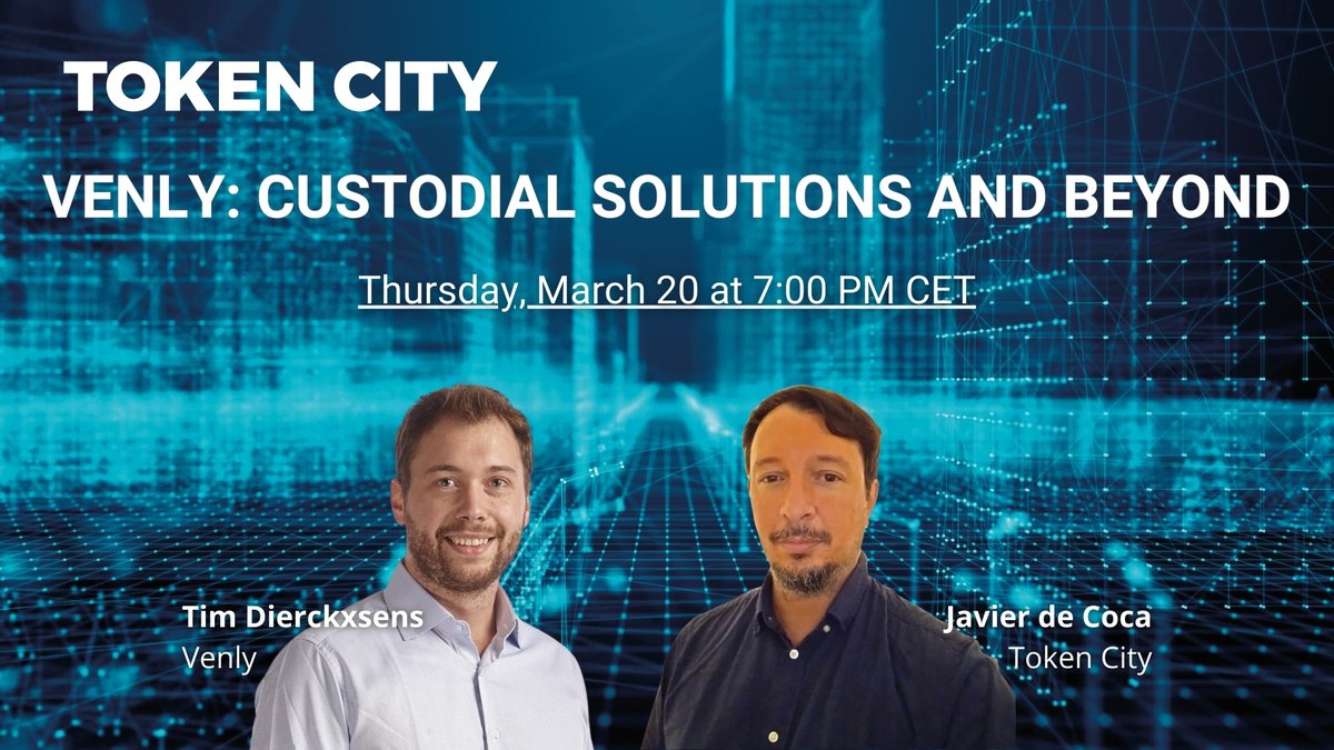 Venly: Custodial solutions and beyond! 🔐🌐

Join Tim Dierckxsens, CEO of <a href="/Venly_io/">Venly</a>, on the Token City Show for an unmissable interview hosted by <a href="/JaviCoca/">Javi Coca</a>. 🚀

📺 Tune in live on <a href="/negocios/">Negocios</a>: youtube.com/@NegociosTV/fe… #TokenCity #Blockchain