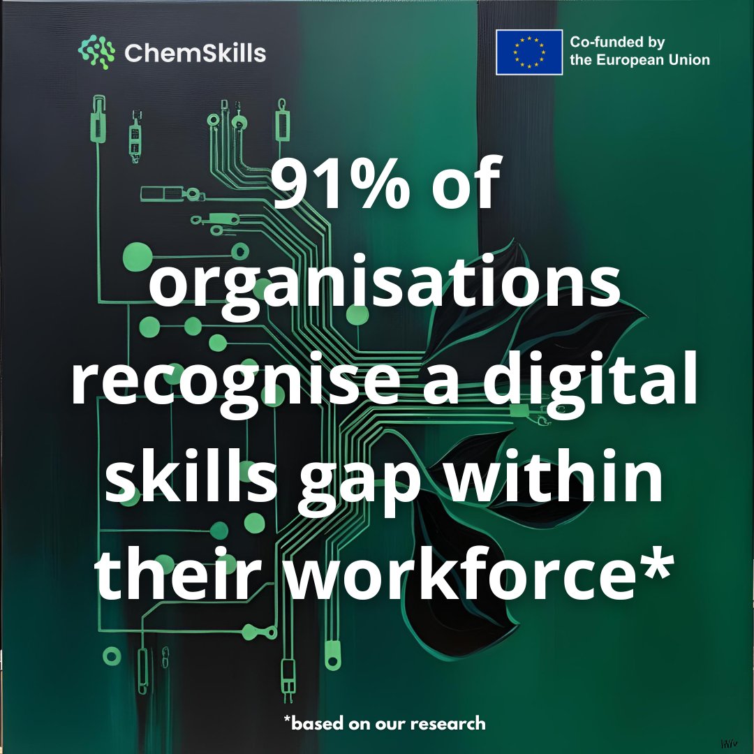 💡 91% of chemical companies report a digital skills gap—and 39% call it a major challenge.

From data analytics to cybersecurity, the industry needs digital expertise now.
#ChemSkillsEU #EUProjects