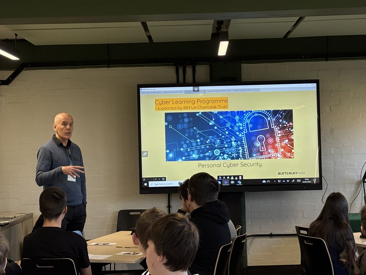 MrONeillcompsci's tweet image. We have arrived at Bletchley Park - first activity for the students is a Cyber Learning Programme - which links to their AQA Computer Science Paper 2 topic of Cyber Security 💻