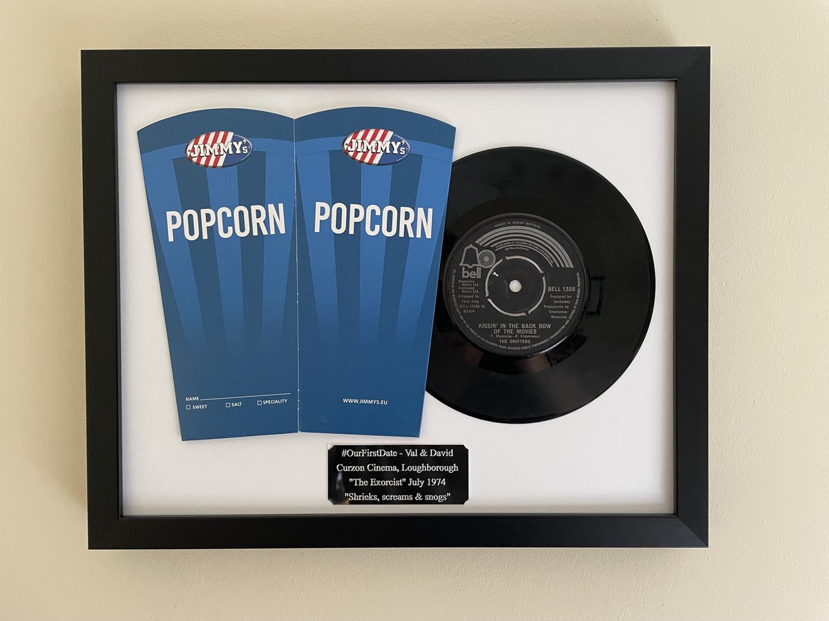 My1stRecord's tweet photo. Here are our #Popmaster scores. R1 24pts: Roxy M, Village People Go West, 1985, in the back row of the movies (framed by us as a #OurFirstDate #gift), Ziggy M, Cathy D. R2 27pt: Young Guns, Carl D (framed by us a 50th gift), Blondie, Housemartins, 1973, Joker, Pink. How d'u do? https://t.co/BQkSgqlbZJ