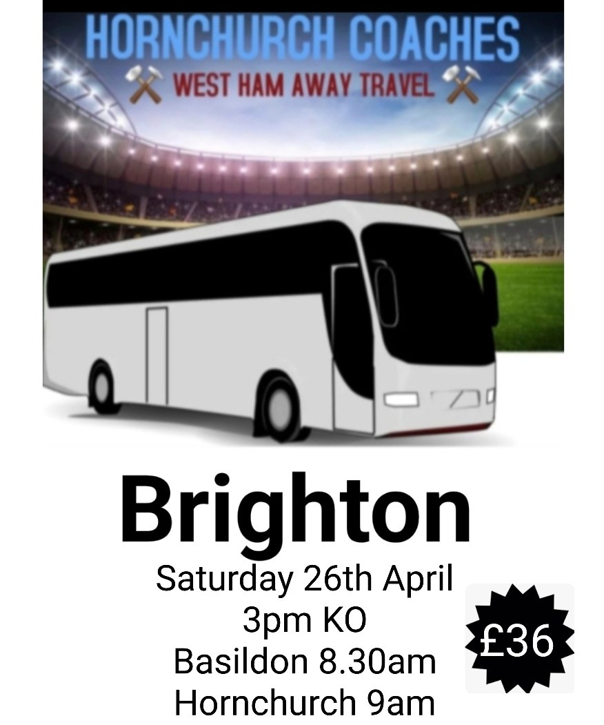 Now taking bookings.
Please note date/time is subject to change if Brighton beat Nott Forest