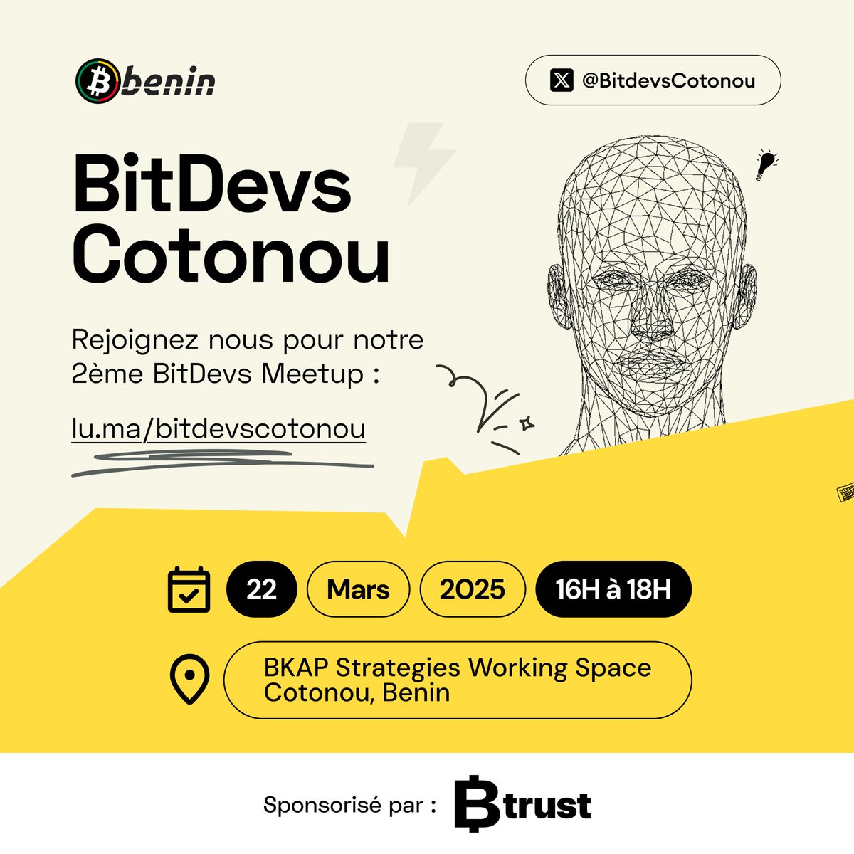 Notre prochain Bitdevs Meetup est pour ce Samedi.

Ne manquez pas l’occasion de venir sauver Satoshi et apprendre comment fonctionne Bitcoin techniquement. 

Lien d’inscription 👇