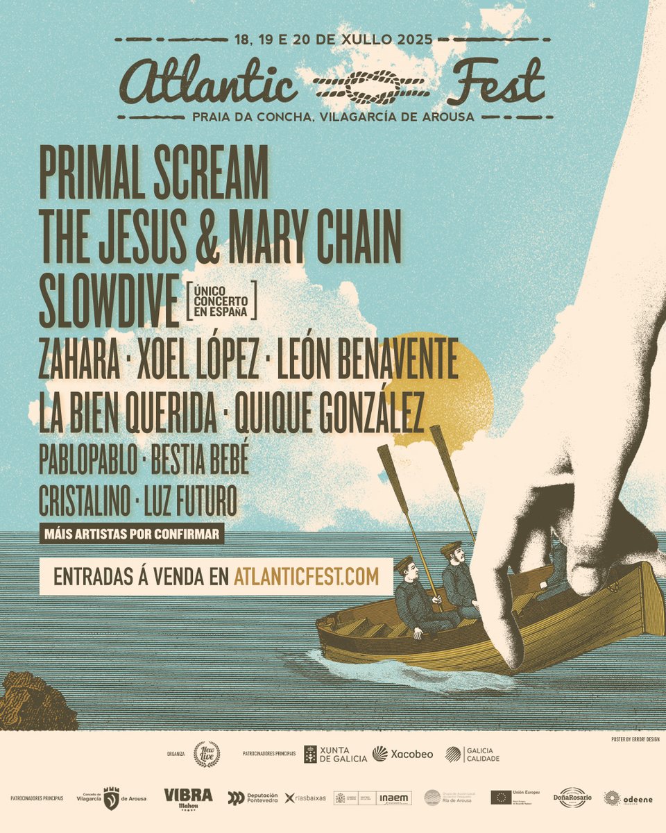 Primal Scream, The Jesus &amp; Mary Chain, Slowdive, Zahara, Xoel López, León Benavente, La Bien Querida, Quique González, pablopablo, Bestia Bebé, Cristalino e Luz Futuro  primeiras confirmación Atlantic Fest.
Abonos á venda  24 de marzo ás 9:00 a 55 € + gastos só durante  24 horas