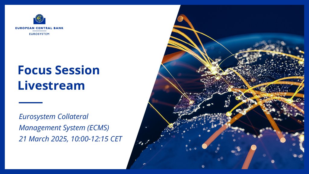 TARGET_ECB's tweet photo. Join us for tomorrow’s #FocusSession on the Eurosystem Collateral Management System. Explore the programme and follow the livestream of the event:  https://t.co/W8sFNYU9YH https://t.co/mY6CdF5MdO