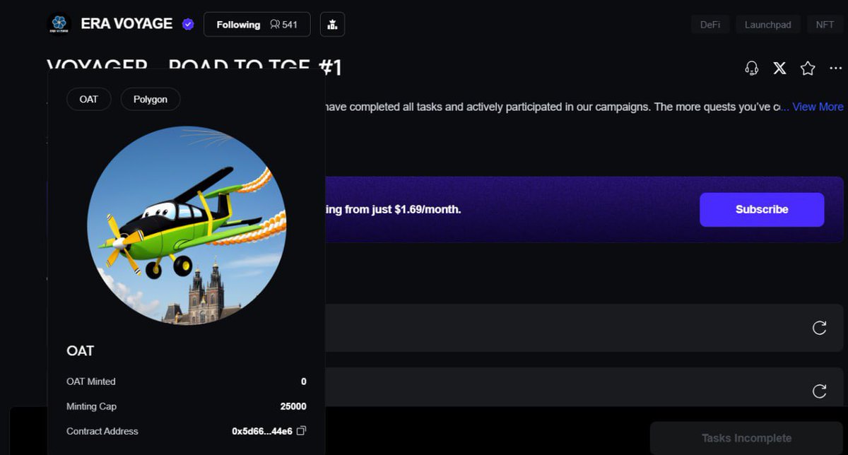 VOYAGER - ROAD TO TGE QUEST 1 ✈️

We’re on the final stretch! Stay tuned for updates, get ready for the drop, and don’t miss your chance to claim your share of ERV before the listing!

app.galxe.com/quest/EraVoyag…

#airdrop #voyager #telegram #nft