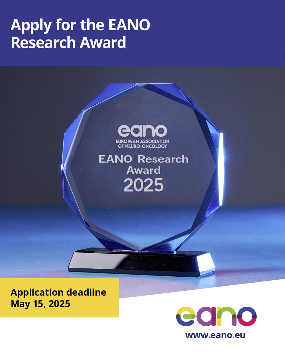 EANO (@eanoassociation) on Twitter photo Are you making an impact in #NeuroOncology research? The #EANOResearchAward honors outstanding contributions in the field. Apply now for a chance to be recognized at #EANO2025 in Prague!
📝 Nomination deadline: May 15
📩 Send your application to: awards@eano.eu
#EANO #btsm Are you making an impact in #NeuroOncology research? The #EANOResearchAward honors outstanding contributions in the field. Apply now for a chance to be recognized at #EANO2025 in Prague!
📝 Nomination deadline: May 15
📩 Send your application to: awards@eano.eu
#EANO #btsm