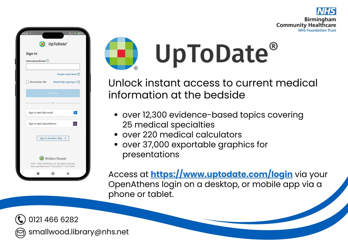 Smallwood Library (@smallwoodlib) on Twitter photo Exciting News <a href="/bhamcommunity/">@bhamcommunity</a>! Elevate your clinical expertise with cutting-edge, evidence-based information and make informed decisions at the point of care with UpToDate via OpenAthens <a href="/dr_robbie_d/">Dr RD ππππππ</a> <a href="/BCHC_Childot/">BCHC Paediatric Occupational Therapy Team</a> <a href="/BCHC_SLT/">Speech and Language Therapy BCHC</a> <a href="/BCHC_OT/">BCHC OT</a> <a href="/BchcDental/">BCHC Dental Services Division</a> <a href="/BCHC_RnI/">BCHC R&I</a> <a href="/BCHC_IR/">BCHC International Recruitment</a> <a href="/bchcplusSLT/">bchcplusSLT</a> Exciting News <a href="/bhamcommunity/">@bhamcommunity</a>! Elevate your clinical expertise with cutting-edge, evidence-based information and make informed decisions at the point of care with UpToDate via OpenAthens <a href="/dr_robbie_d/">Dr RD ππππππ</a> <a href="/BCHC_Childot/">BCHC Paediatric Occupational Therapy Team</a> <a href="/BCHC_SLT/">Speech and Language Therapy BCHC</a> <a href="/BCHC_OT/">BCHC OT</a> <a href="/BchcDental/">BCHC Dental Services Division</a> <a href="/BCHC_RnI/">BCHC R&I</a> <a href="/BCHC_IR/">BCHC International Recruitment</a> <a href="/bchcplusSLT/">bchcplusSLT</a>