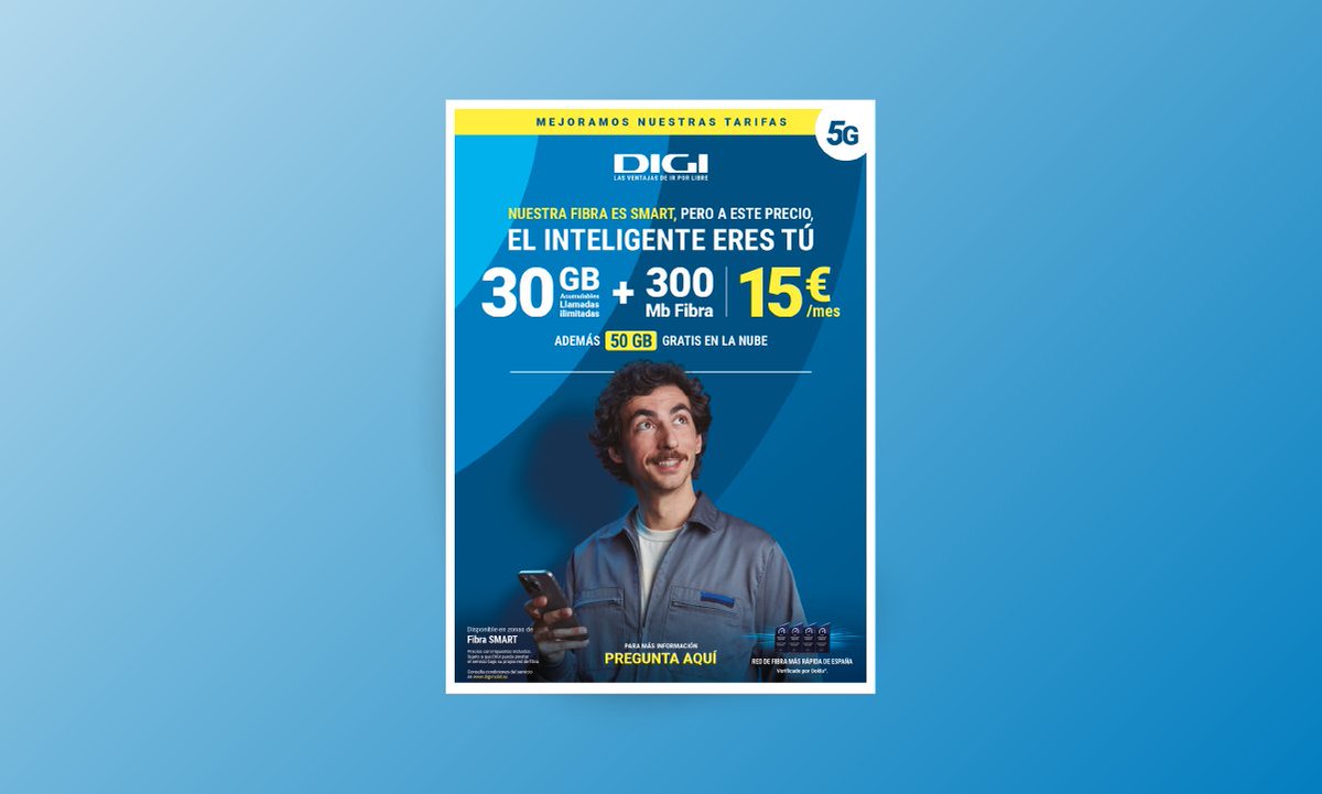 Ven a vernos y descubre si tienes cobertura de fibra Smart  de 
Digi.
Fibra, fibra+móvil, con o sin fijo, TV por 7€.
Tu decides que opción quieres.

#Tutiendadeinformática
#Salamanca