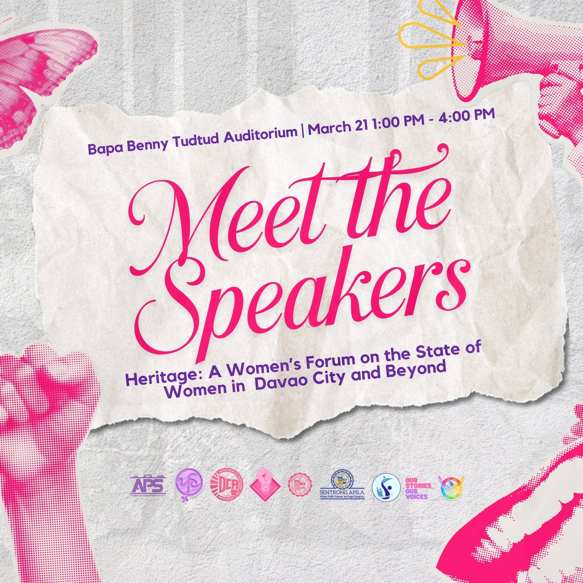 SAMAHAN_DCA's tweet photo. Meet the speakers of HERitage, who will ignite conversations and shed light on the diverse realities of women’s lives. 🎤💗

🗓️ March 21, 2025 
🕓 1:00 PM - 4:00 PM
📍 Bapa Benny Tudtud Auditorium

#WeavingStories📖
#EnrichingCommunities🫂 https://t.co/kpRVHOL347