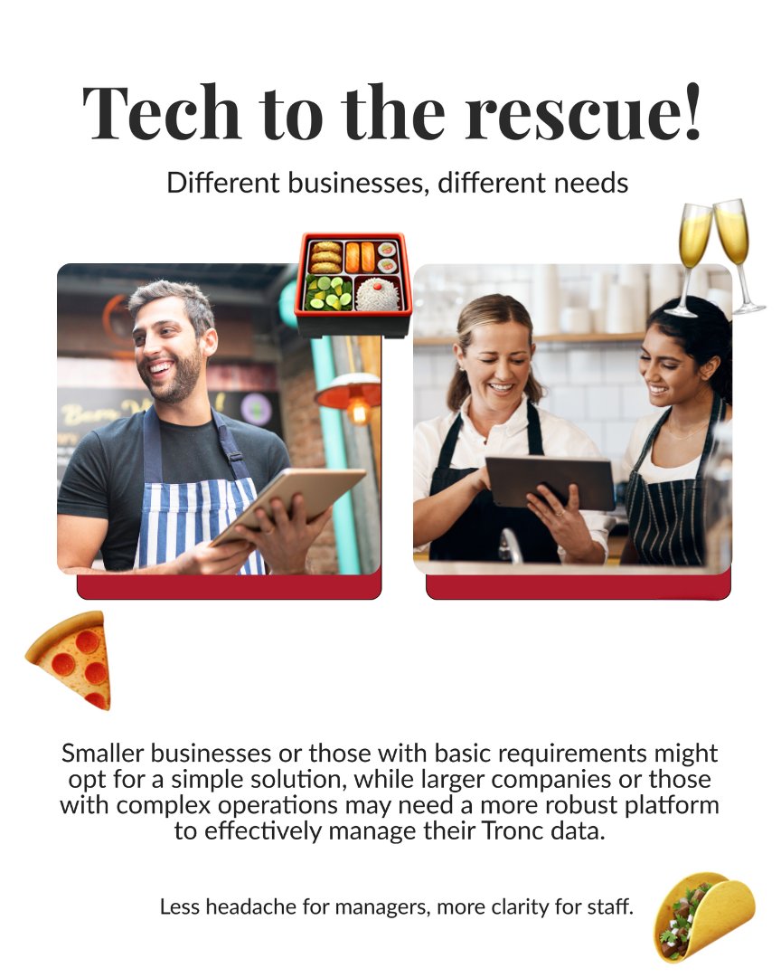🍴 Different businesses, different needs.

Whether you’re running a small café or a large restaurant group, managing tips can be challenging. Smaller businesses may need simple solutions, while larger teams require robust tools for Tronc management.

That’s where Bizimply comes