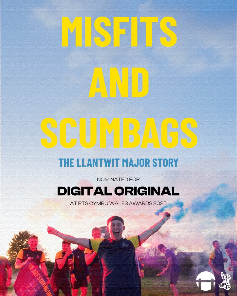 Alternative Wales (@alt_wales) on Twitter photo Delighted that Misfits and Scumbags: The Llantwit Major Story has been nominated for Digital Original at this years <a href="/RTSCymruWales/">RTS Cymru Wales</a> awards.
A @Terascymru Production for Alternative Wales. Delighted that Misfits and Scumbags: The Llantwit Major Story has been nominated for Digital Original at this years <a href="/RTSCymruWales/">RTS Cymru Wales</a> awards.
A @Terascymru Production for Alternative Wales.