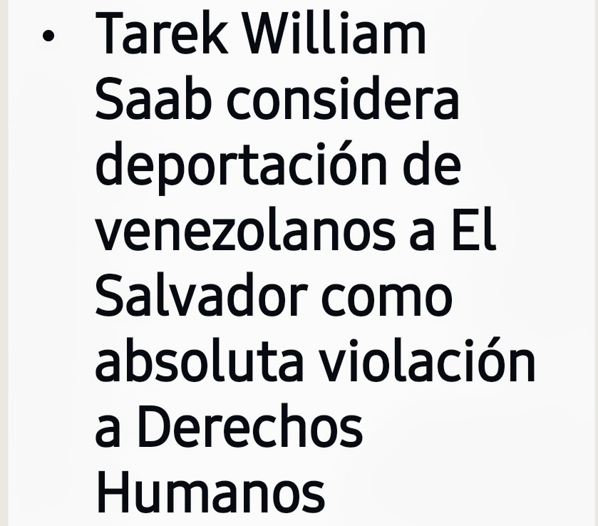 !Inaudito!
Para Tarek, la deportación de Venezolanos a El Salvador es una violacion de derechos humanos.
(Si son inocentes no estoy de acuerdo), pero le parece normal que el régimen mantenga más de 2000 presos políticos por no estar de acuerdo con el robo a Edmundo.
QUE BRIOS.