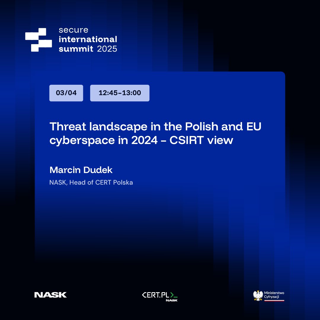 NASK_pl's tweet photo. Podczas konferencji #SECURE2025 zaprezentujemy dane, na które co roku czekają nie tylko eksperci ds. #cyberbezpieczeństwa, ale wszyscy zainteresowani rozwojem technologii.
🆕 Raport Roczny z działalności @CERT_Polska przedstawi @dudekmar, szef zespołu CERT Polska działającego w NASK.