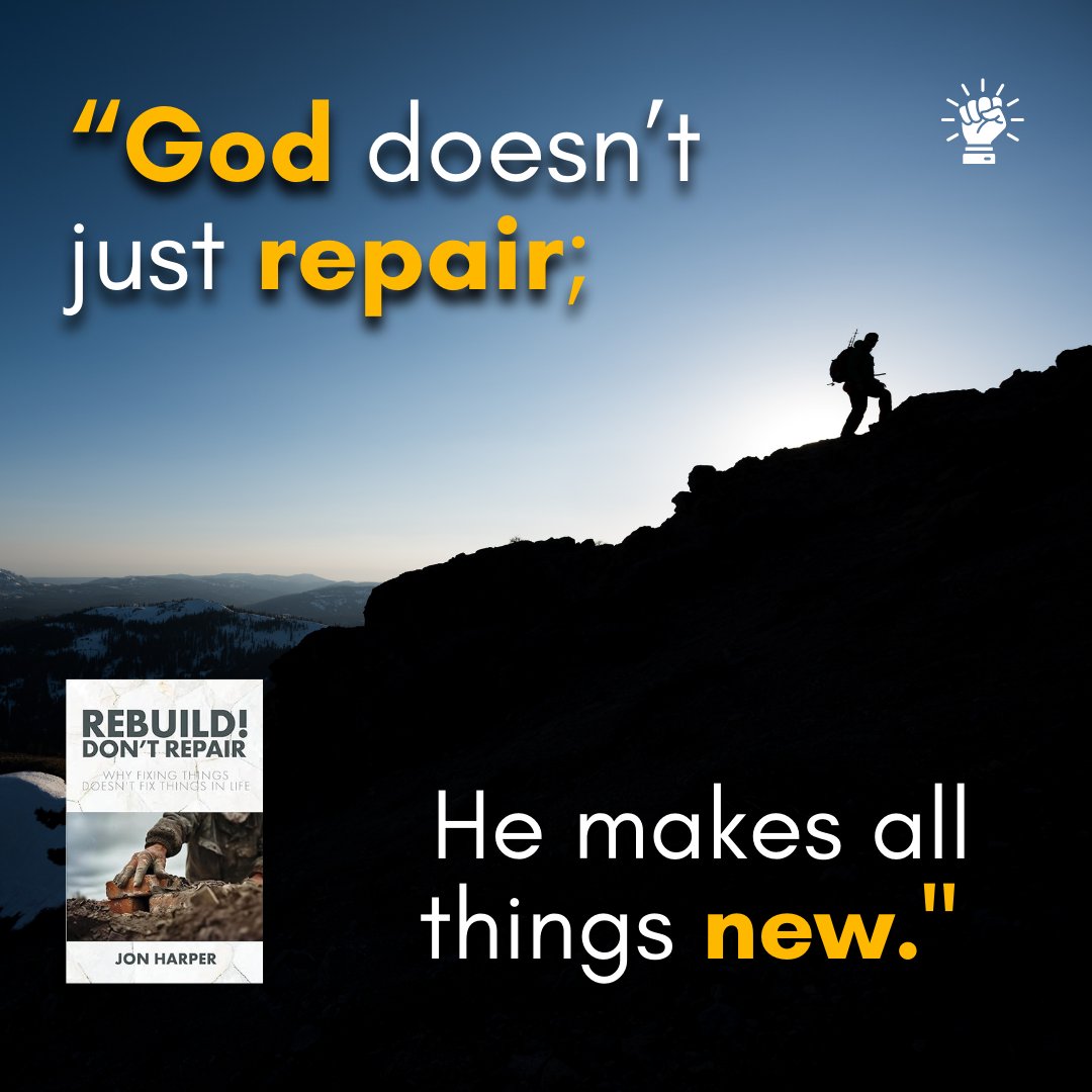 _jonharper's tweet photo. #God isn’t in the business of repairs, He creates new beginnings. #Trust the process of #renewal.

Step into the new #life He’s building for you.

#FaithJourney #GodsPlan #SpiritualGrowth #TrustTheProcess #RenewedMind #HealingThroughFaith https://t.co/STlzL4VEOG