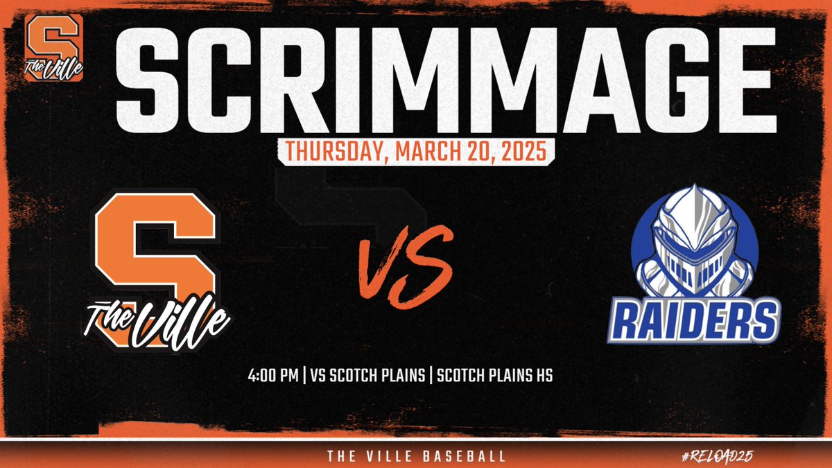 ⚾ Back to work.

Scrimmage No. 2 today on the road at Scotch Plains-Fanwood High School.

First pitch: 4 PM.