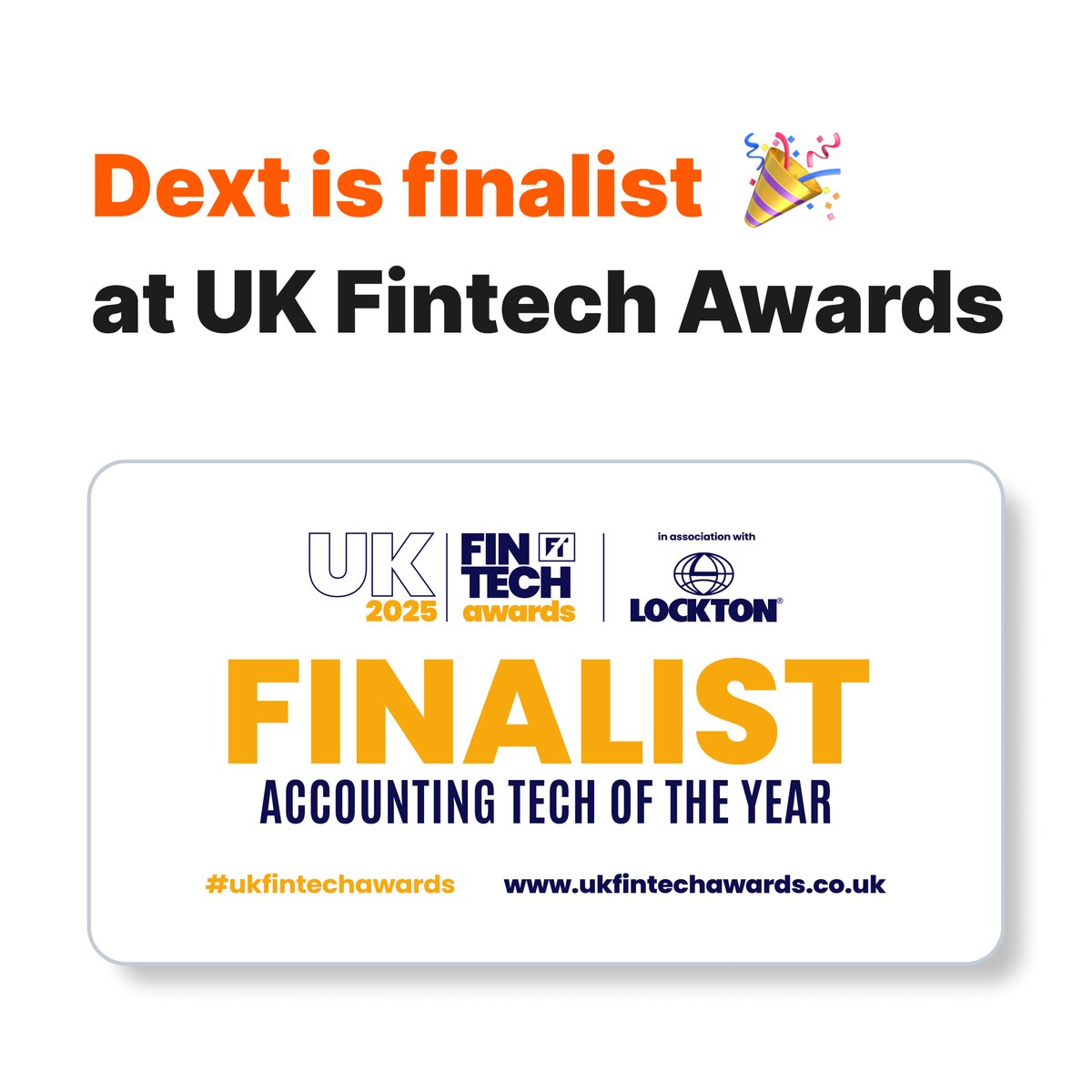 Ending the week on a high note! 🎉

We're thrilled to have been shortlisted for Accounting Tech of the Year at the @finteh_uk UK Fintech Awards.  🚀

A huge thank you to our amazing users, we couldn't have built Dext without your support! 🧡