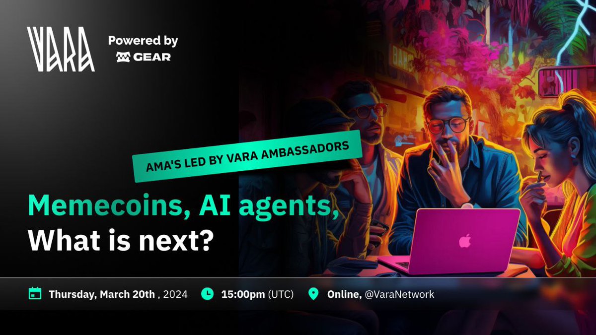 Memecoins 和 AI Agent 如火如荼，接下来市场趋势是什么？

今晚 11:00，由 Vara 大使领导的 Space 即将开始！

x.com/i/spaces/1djxX…