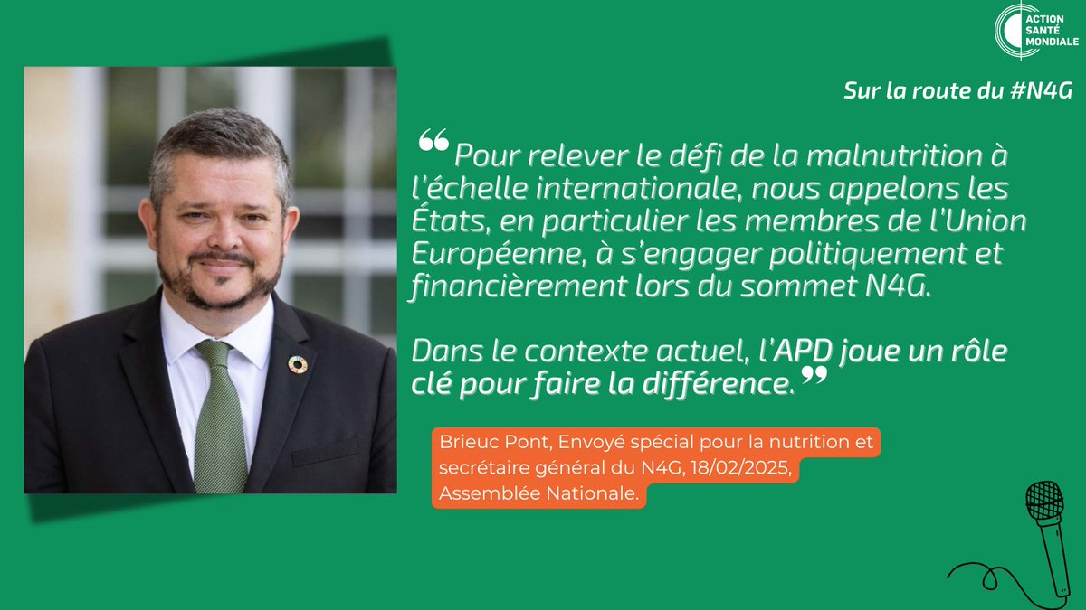 🛣️ À une semaine du #N4G, Brieuc Pont appelle les États à se mobiliser à travers des engagements politiques et financiers ambitieux pour faire reculer la malnutrition. 

Face à la montée de l'isolationnisme et du repli sur soi, le leadership de la France est plus essentiel que