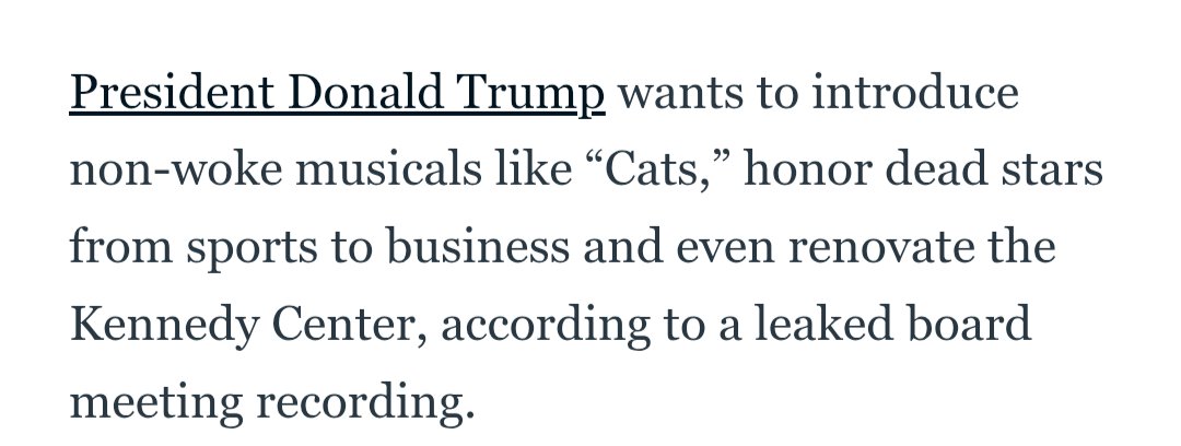 "non-woke musicals like 'Cats,'"