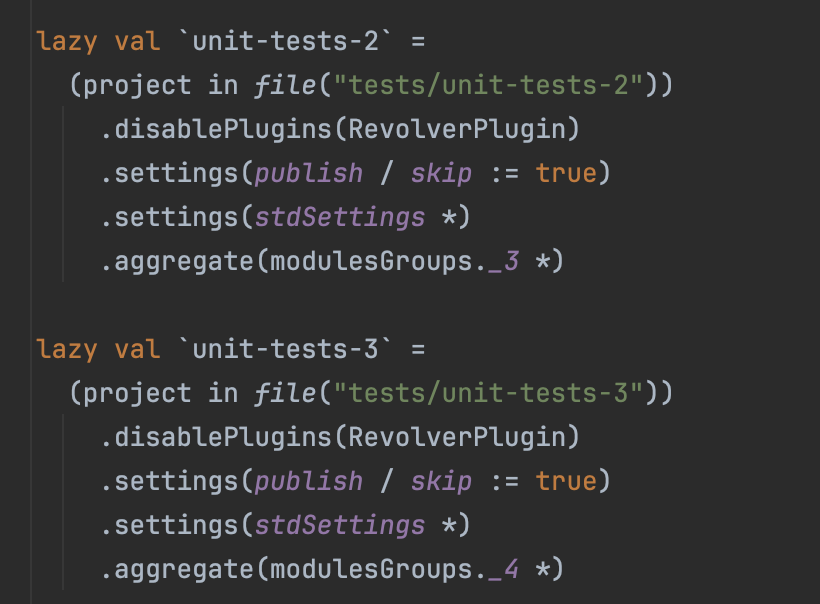 guizmaii's tweet image. This is how you divide your CI time by `n` (here 4) with some sbt magic 🔥🚀
🙂