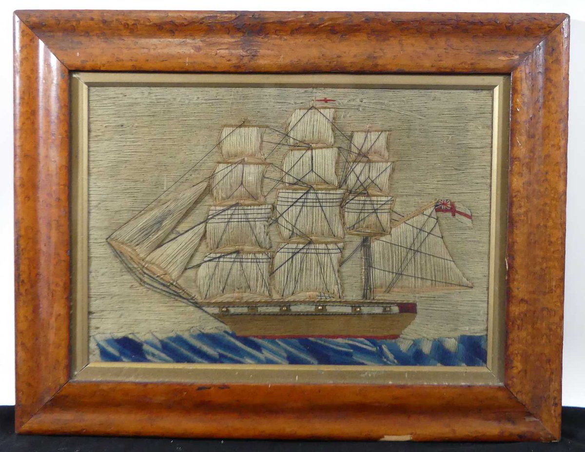 LacyScottKnight's tweet image. A productive way to spend those long months at sea, and a souvenir of the time spent aboard - I love this collection of 19th century sailor's woolworks coming up at auction on Saturday shorturl.at/Qh5xC