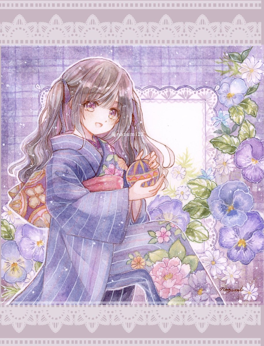 透明水彩で和服の女の子とお花を描いています #一次創作祭り春の 透明水彩で和服の女の子とお花を描いています #一次創作祭り春の