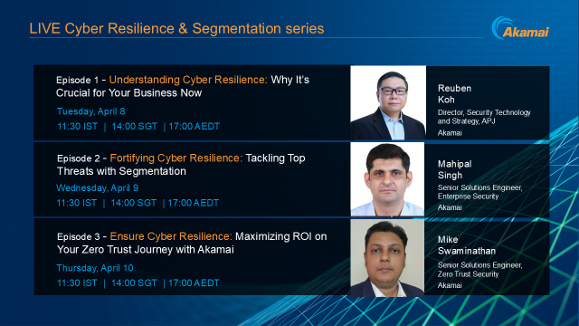 Is your business prepared for evolving cyber threats? Join <a href="/Akamai/">Akamai Technologies</a>’s 3-part webinar series to explore cyber resilience, segmentation, and Zero Trust strategies. Strengthen your defenses and stay ahead—register now! #AkamaiSecurity bit.ly/4iG0NC8