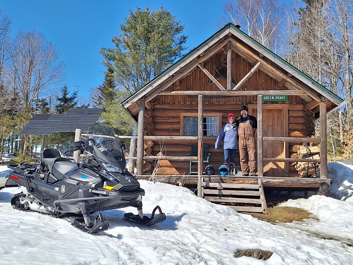 vagabondway's tweet image. I'll just park it outside. It's not everywhere we get to park our snowmobile right out the door. Life in Maine is such a unique experience and we just love it up here! @AppMtnClub #maine #winter #workoutside #landconservation