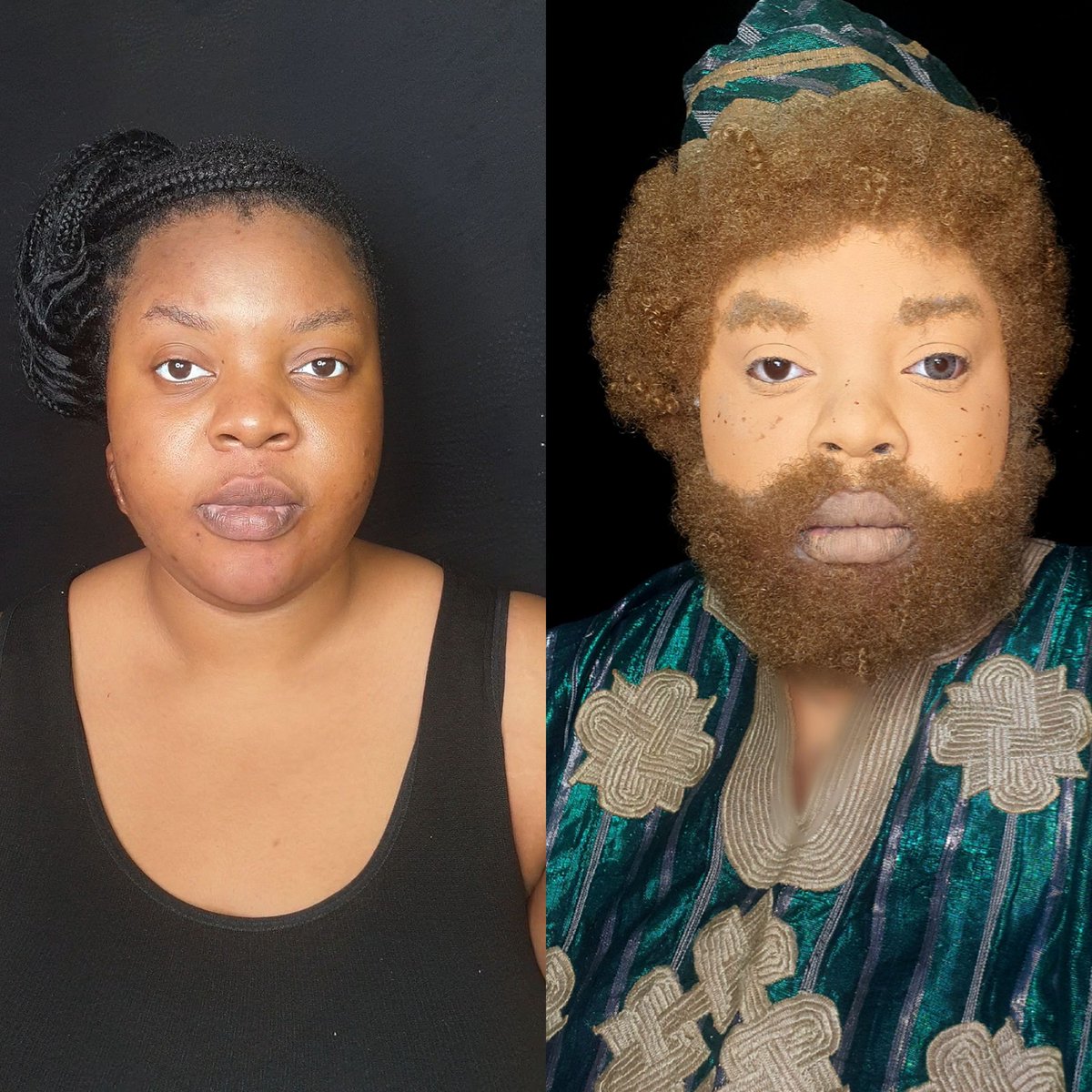 Here is a transformation makeup I created... 
     Before                            After