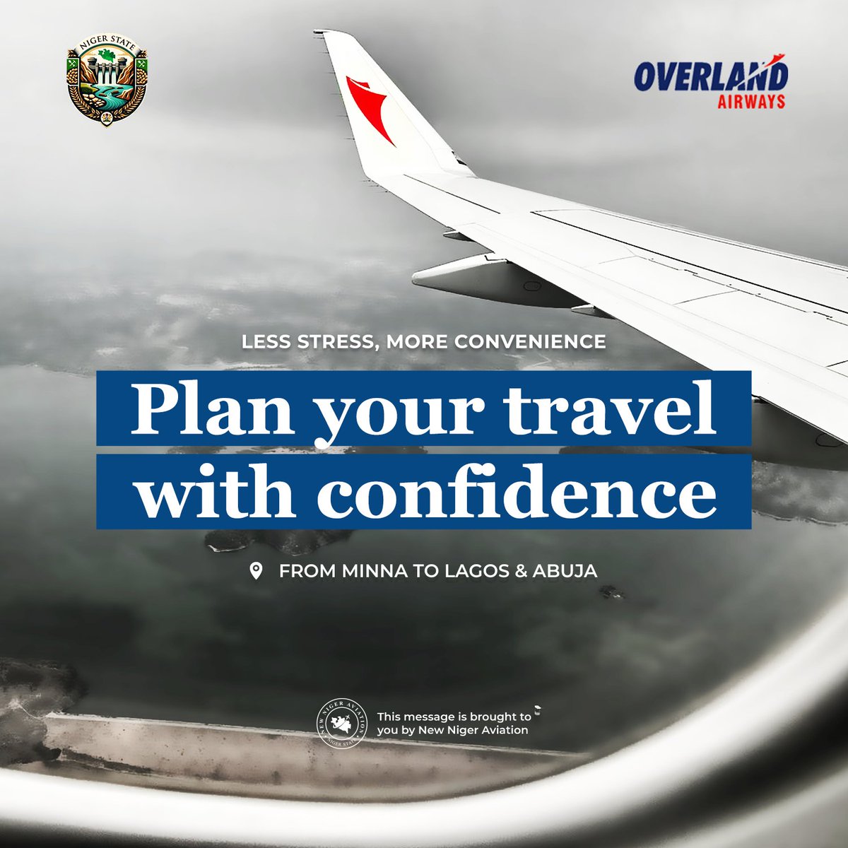 nigeraviation's tweet photo. โ๏ธ Fly Minna to Lagos & AbujaโFast, Safe & Reliable!
โ 30 mins to Abuja
โ No traffic, no delays
โ Save time, boost productivity
๐ซ Starts April!
#FlyOverland #FlyNiger #BATInternationalAirport #AviationNigeria #SeamlessTravel #OverlandAirways #ConnectingNigeria #FlySmart https://t.co/3doMgTW3MS