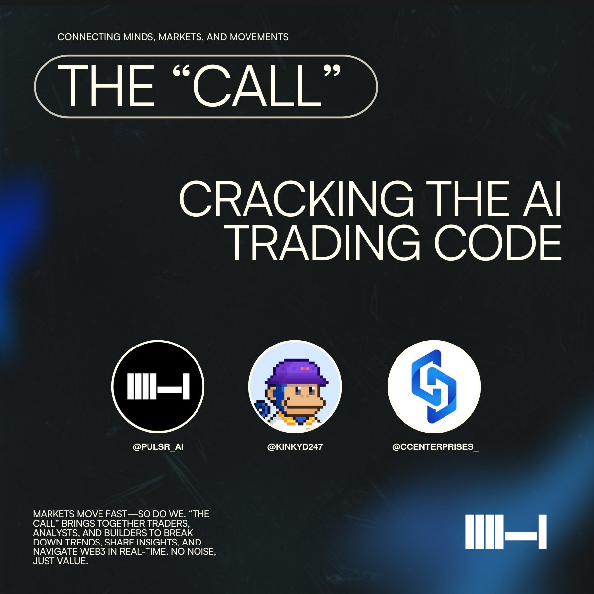Pulsr (@pulsr_ai) on Twitter photo AI-powered trading is here. From strategies to insights, we’re breaking down what’s driving the market with <a href="/CC_Enterprises_/">John - CC Enterprises CEO</a> and <a href="/CCEnterprises_/">CC Enterprises</a>
Don’t miss the insights, join us live!
Set your reminder here: x.com/i/spaces/1OyKA… AI-powered trading is here. From strategies to insights, we’re breaking down what’s driving the market with <a href="/CC_Enterprises_/">John - CC Enterprises CEO</a> and <a href="/CCEnterprises_/">CC Enterprises</a>
Don’t miss the insights, join us live!
Set your reminder here: x.com/i/spaces/1OyKA…