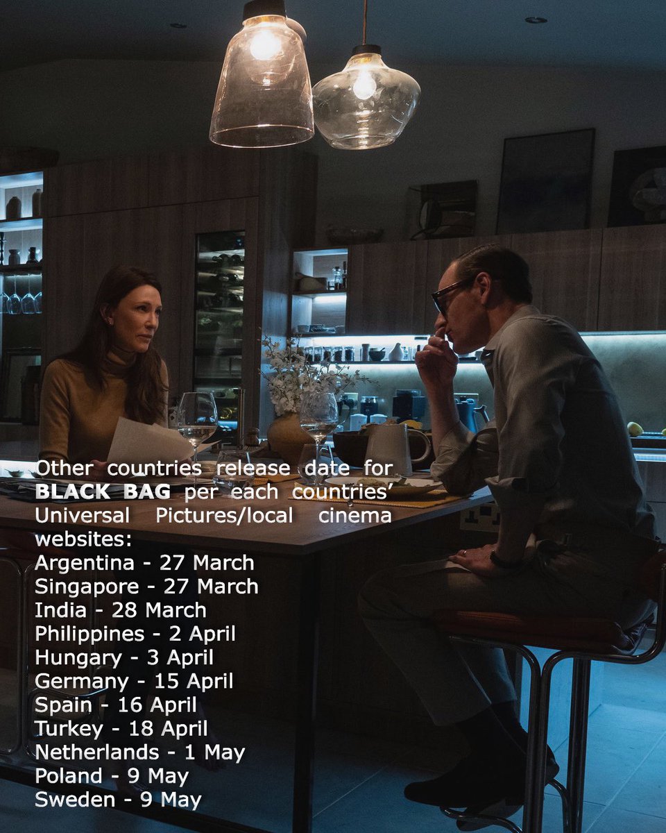 blanchettcom's tweet image. Countries where BLACK BAG (2025) has been and will be released.

#CateBlanchett #MichaelFassbender #StevenSoderbergh 
→cate-blanchett.com/2025/03/20/new…