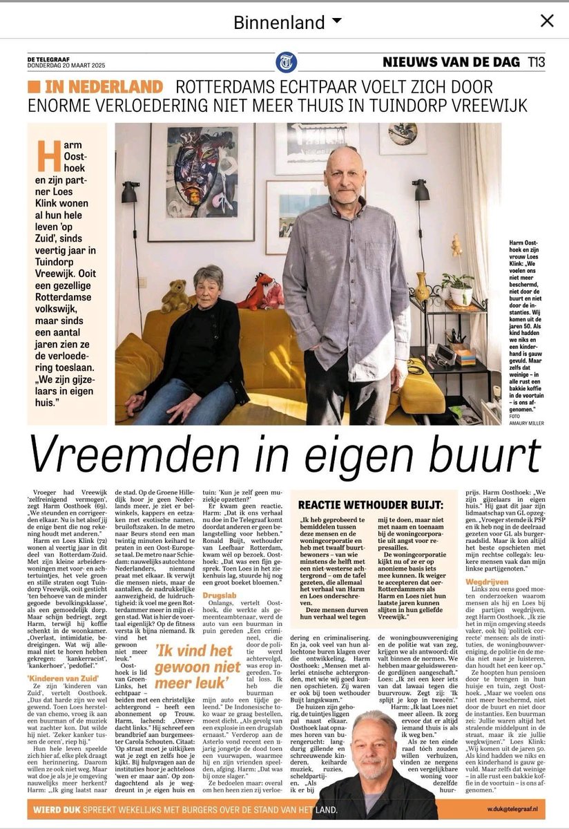 Delen grote steden worden in rap tempo onleefbaar. 
- Realisten zagen de verloedering aankomen.
- Naïevelingen sloten liever de ogen. 
Stem geen #Groenlinks, leert de ervaring van deze bewoners.