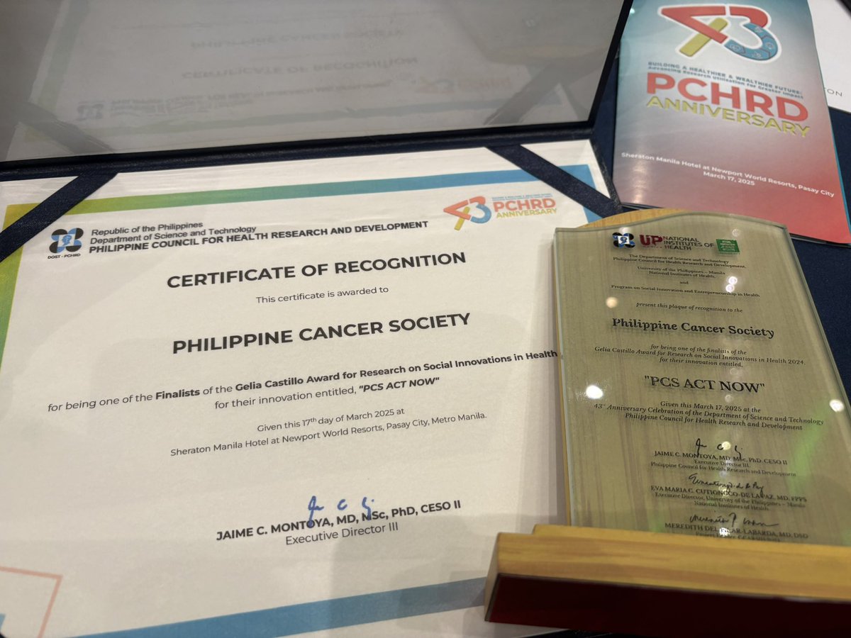 Phil Cancer Society was top 10 finalists receiving 2024 Gelia Castillo Awards for Research on Social Innovations in Health (GCARISH). ACT NOW mobile bus clinics, as published in BMJ, was able to reduce incidence of death by 29% thru early breast cancer screening in underserved.