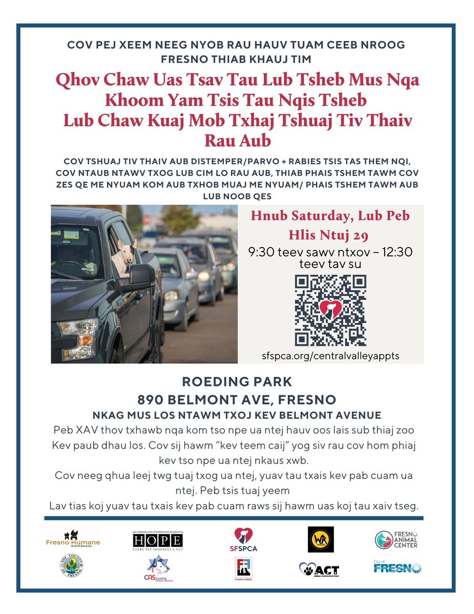 healthyfresnoco's tweet photo. 🐶 Free Drive-Thru Dog Vaccine Clinic 🚗💉 For more information, visit: https://t.co/MxvOMOcFhO via @Nextdoor https://t.co/Z7xDpZ3jbF