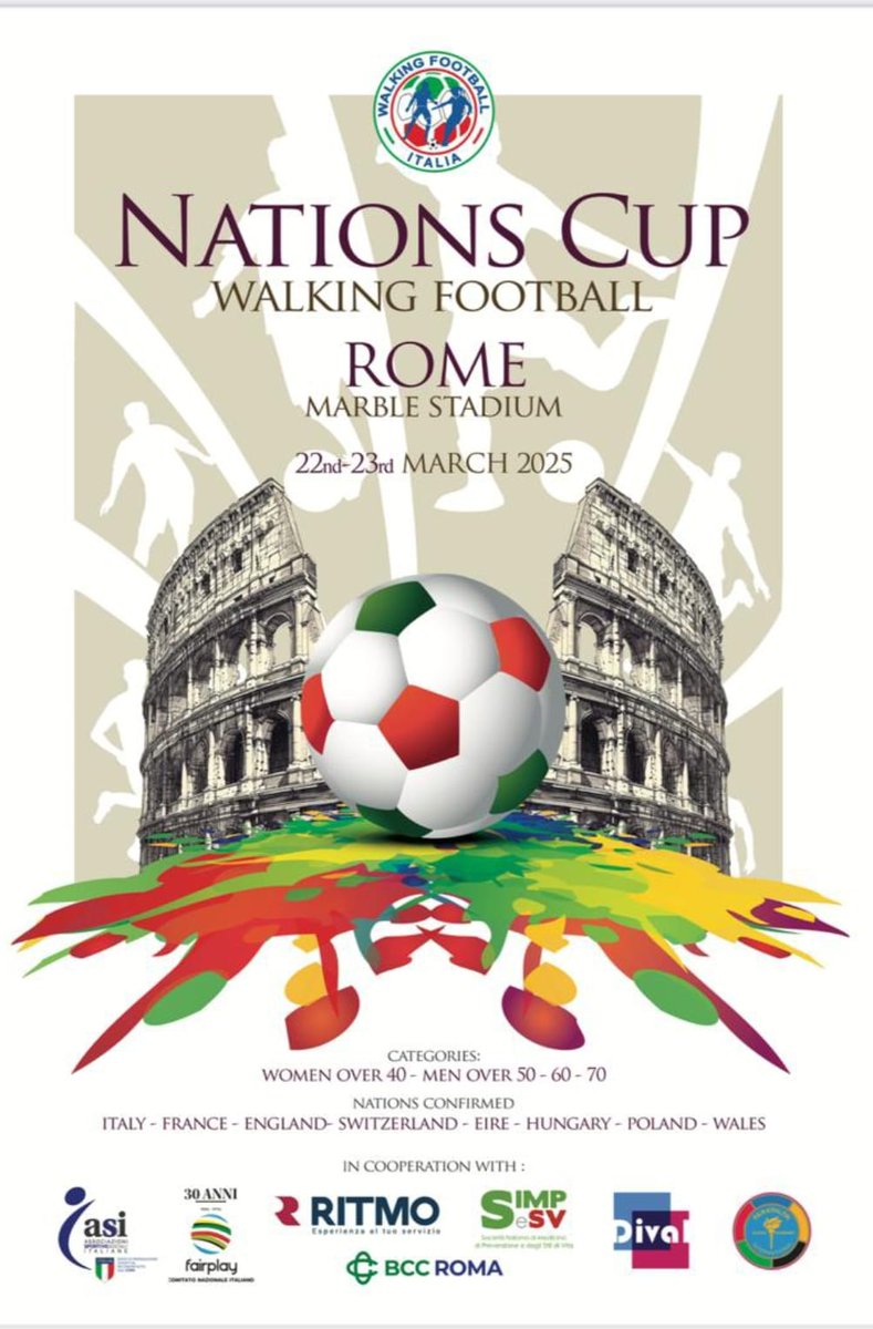 Wrexhamwalking's tweet photo. Wrexham over-50s walking football crew are pasta-tively unstoppable! 
Wales squad stars from our team Levi Lloyd Chris Crocombe Steve Salisbury Dave Owen &amp; Craig McGorian are tackling nations in Rome, fuelled by pizza &amp; a cheeky vino. Welsh wizards vs the world!  #WalkingFootball https://t.co/RDuNAGUnms